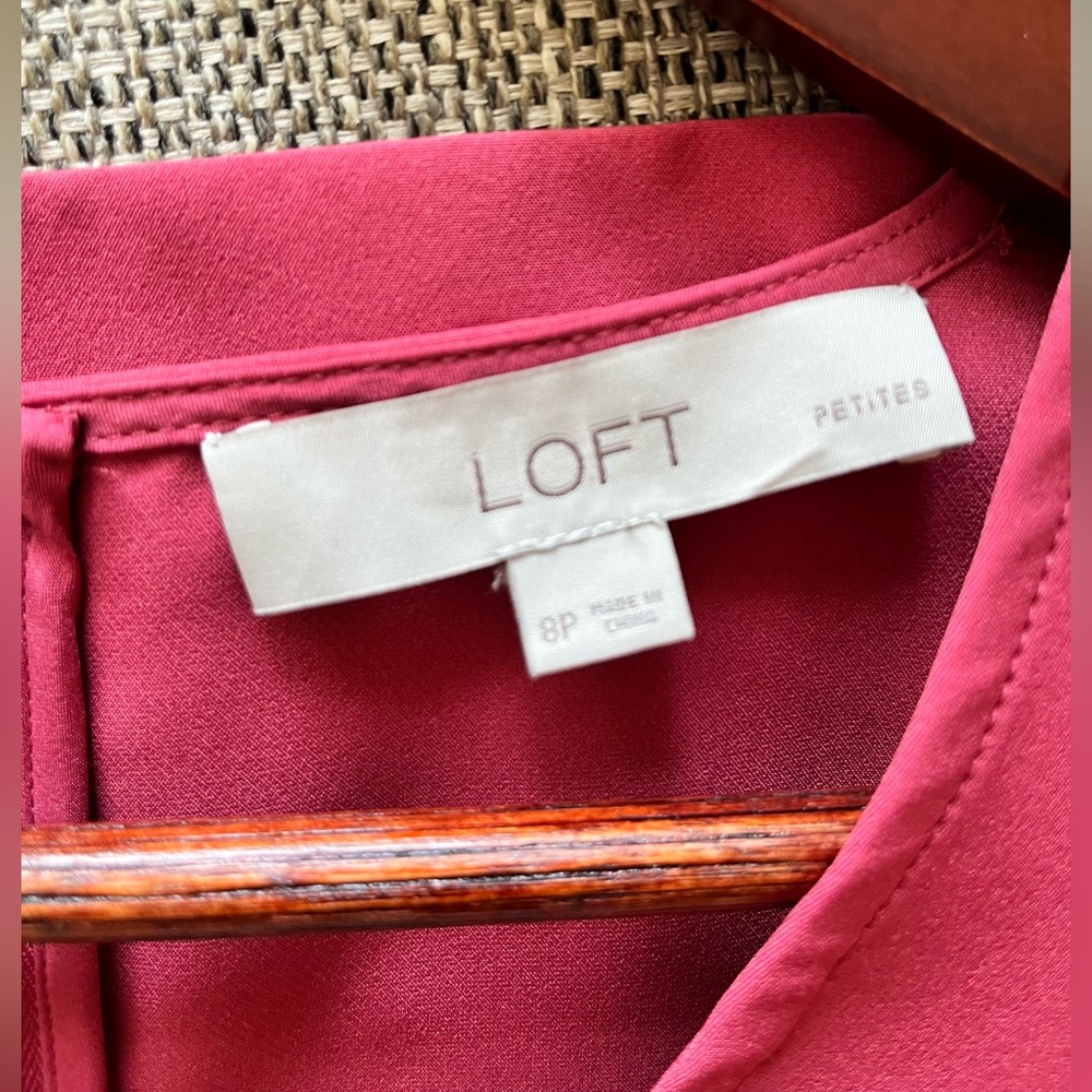 LOFT Raspberry Pink Ruffle Sleeve Shift Dress - Picture 3 of 5